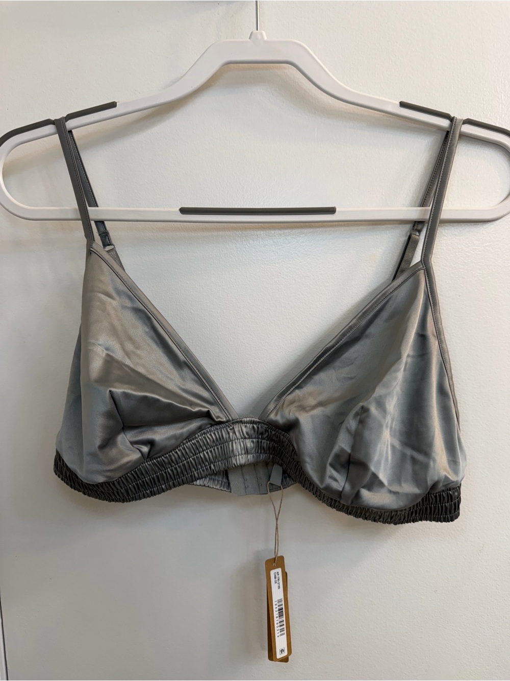SKIMS Silver-Gray Satin Triangle Bralette